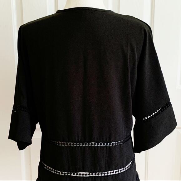 Stella & Dot Top Blouse Maette Hyde Black V-Neck Illusion Short Sleeve Size XS - Picture 9 of 12